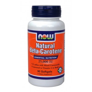 NATURAL BETA CAROTENE 25000IU 90sgels (NOW FOODS)